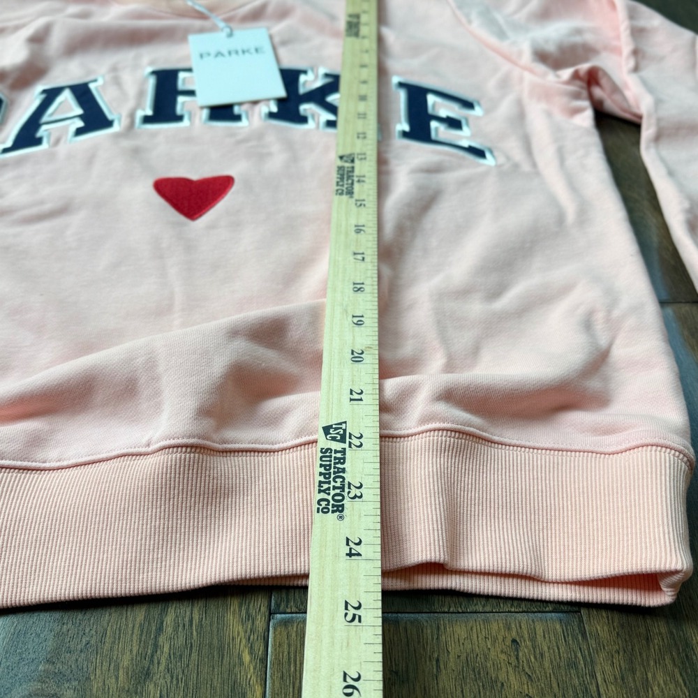 Parke Valentine's Day Varsity Mockneck sweatshirt pink "PARKE" small heart - Picture 5 of 7